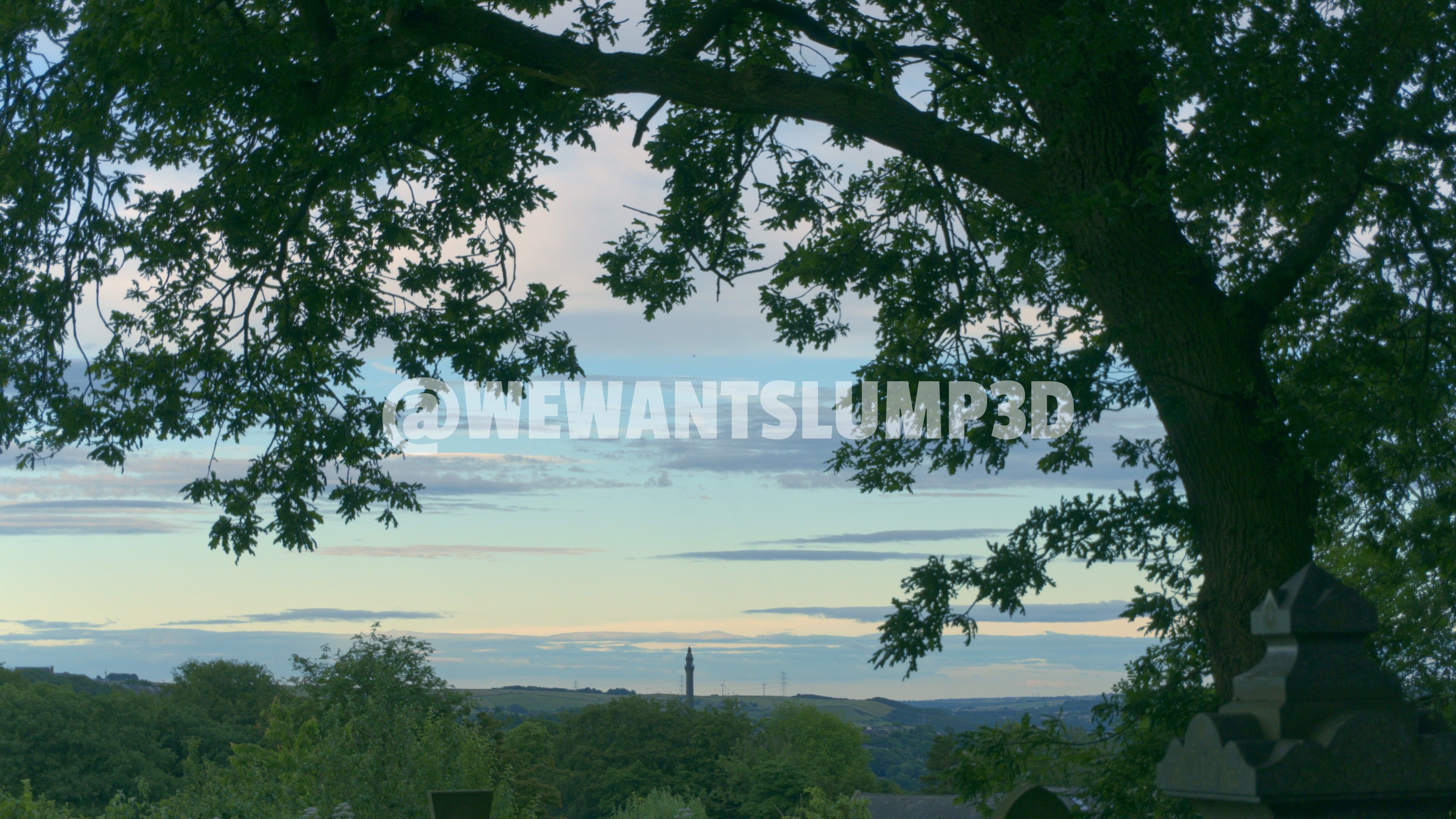 Oak Tree Silhouette Over Village Skyline At Dusk | Fine Art Landscape Photography